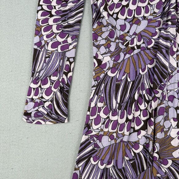 Vivian Shyu Floral Dress Women’s Small Purple Long Sleeve V Neck Midi - Picture 8 of 16